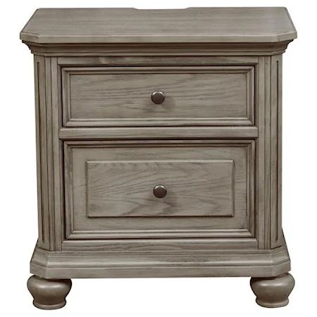 Transitional 2-Drawer Nightstand with Built-in Outlet